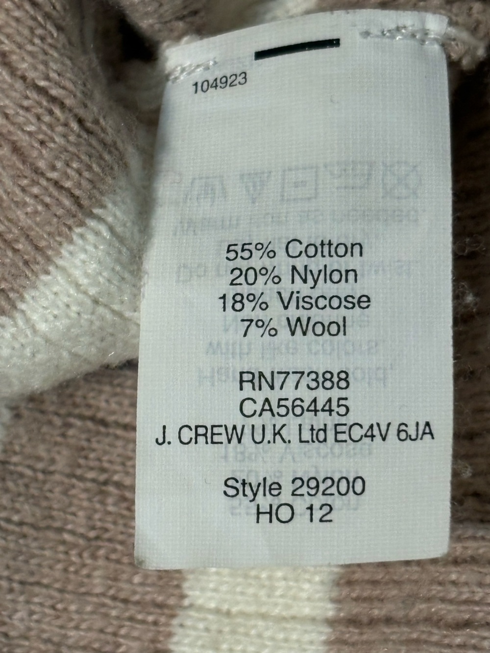 J. Crew Beige and Cream Striped Crewneck Sweater with Green Heart Elbow Patch - Picture 5 of 5